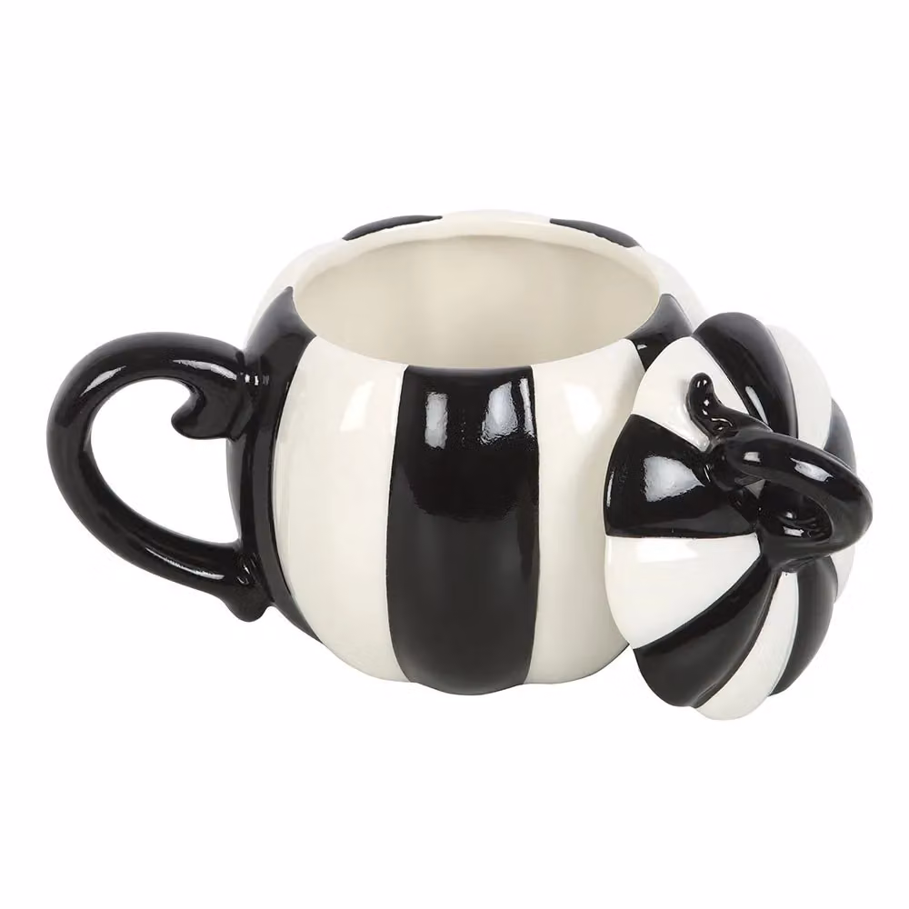 Something Different Black Contrast Striped Ceramic Mug with Lid – 2