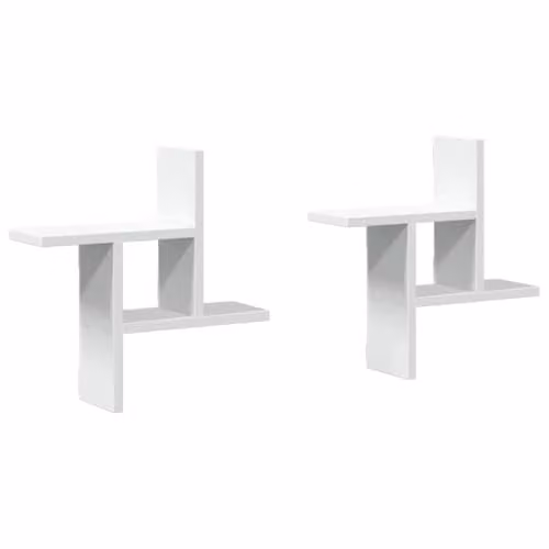 vidaXL Set of 2 White Wall-Mounted Shelves in MDF, W/D/H: 38 x 12 x 38 cm