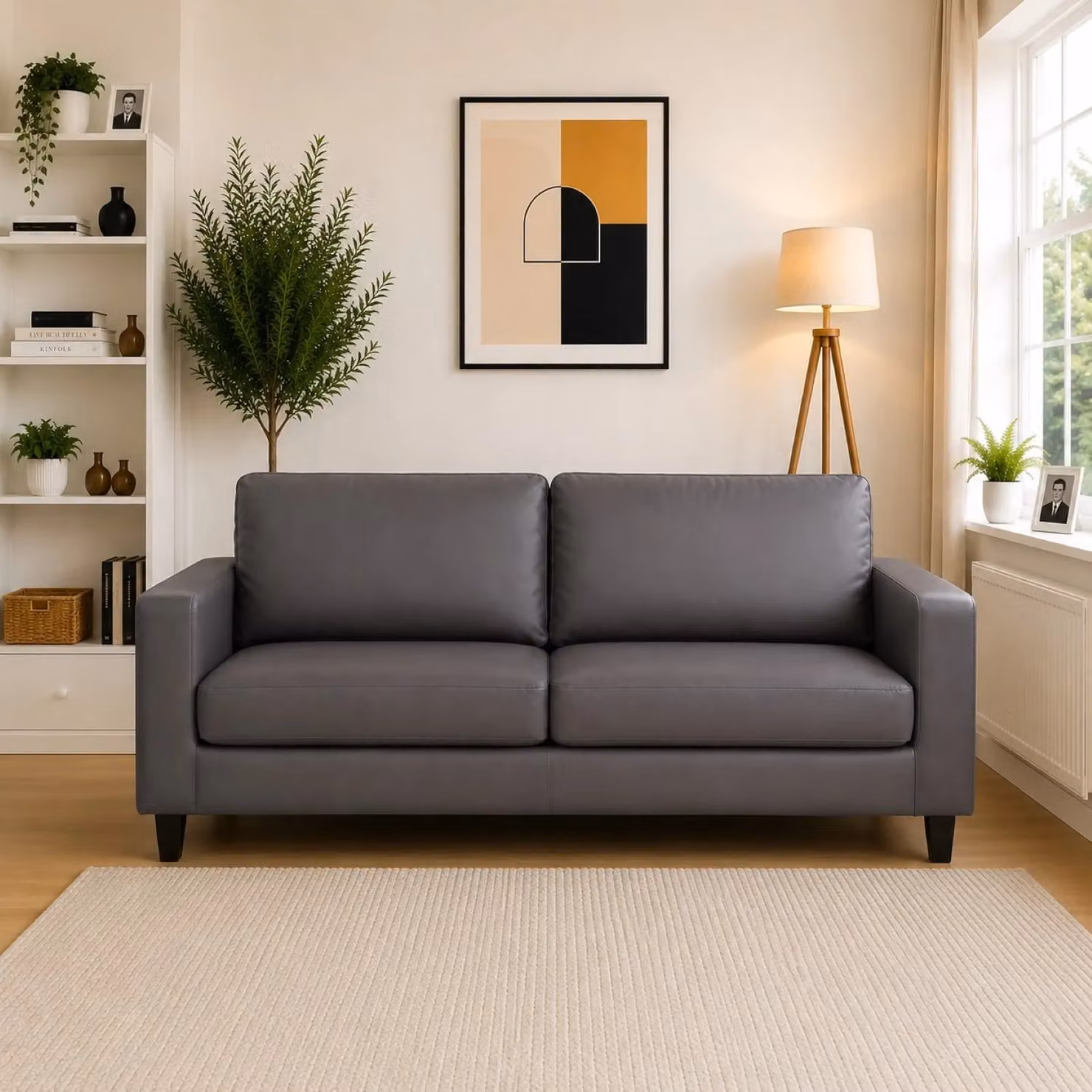 Artemis Home Monmouth 3 Seat Sofa in Grey with Synthetic Leather Upholstery and Solid Wood Frame – 2