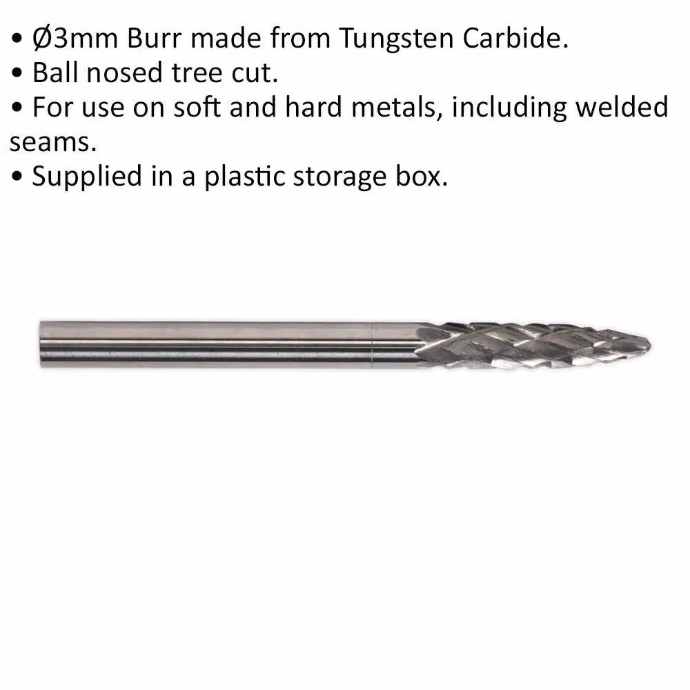 Loops 3 Pack of 3mm Micro Tungsten Carbide Burr Ball Nose Rotary Bits in Silver and Multicolour – 2