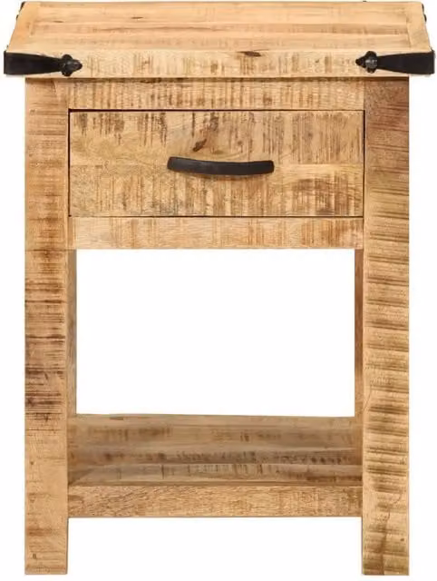 Berkfield Home Beautiful Solid Mango Wood Bedside Cabinet in Brown, W/D/H: 40 x 40 x 50 cm