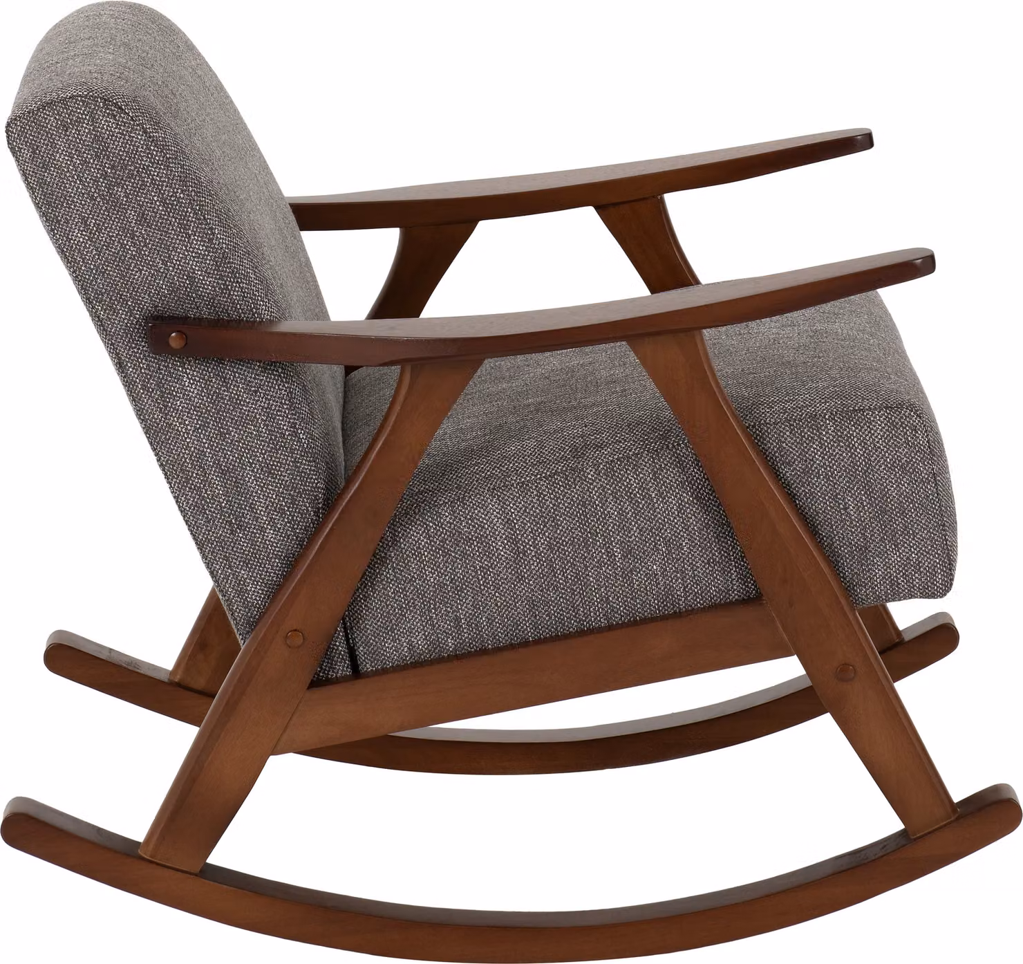 Seconique Kendra Grey Fabric Rocking Chair with Solid Wood Frame and Armrests – 6
