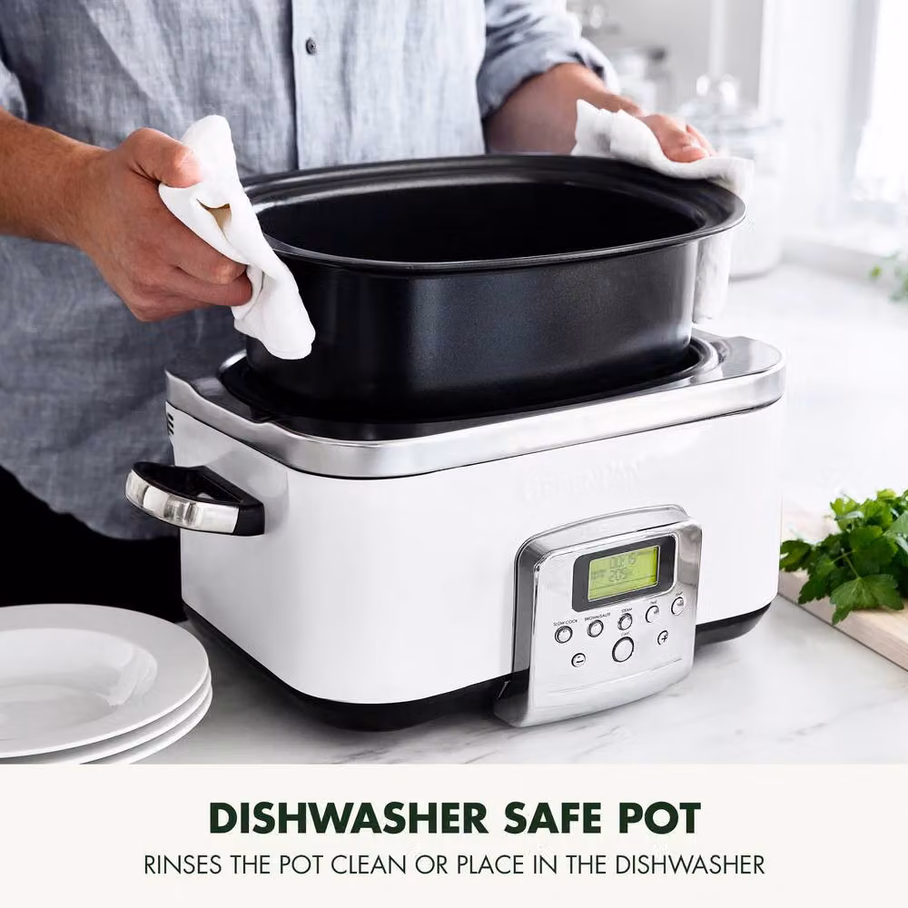 GreenPan Elite 8-in-1 6L Slowcooker with PFAS-Free Ceramic Non-stick Coating in White – 4