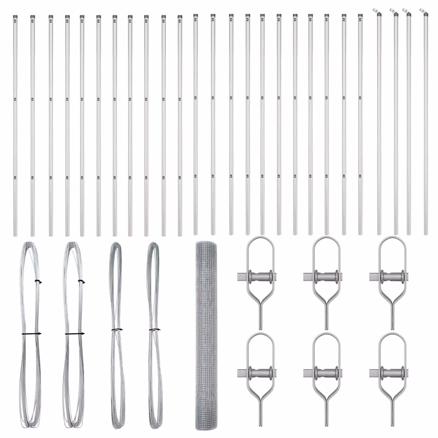 Berkfield Home Single-Bar Welded Wire Fence with 13 Posts, Galvanised Steel, Silver, 1.4 x 50 m – 2