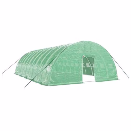 vidaXL Green Steel Frame Greenhouse for Vegetable Gardens, W: 10 m, D: 6 m, H: 2.85 m – 1