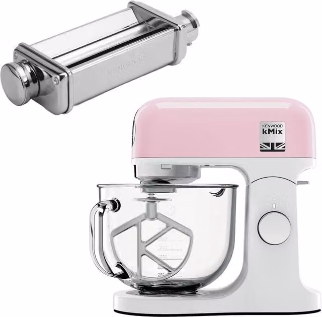 DeLonghi kMix Stand Mixer in Pink with 5L Bowl and Lasagne Roller
