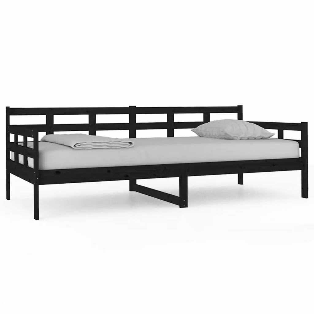 Berkfield Home Rustic Black Solid Wood Pine Day Bed W/D/H: 90 x 200 cm – 2