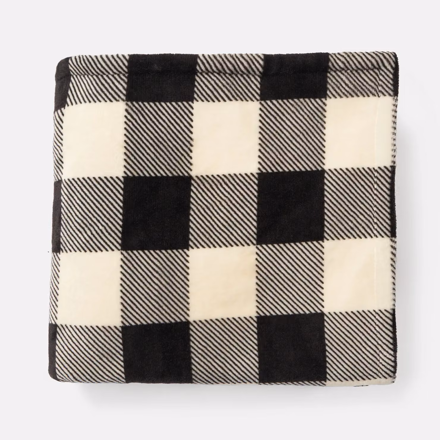 OHS Reversible Gingham Flannel Fleece Throw Blanket in White, W/D/H: 130 x 160 cm – 5