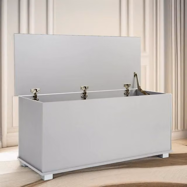 Pirlo Plush Grey Fabric and Wood Storage Box W/D/H: 40 x 40 x 40 cm