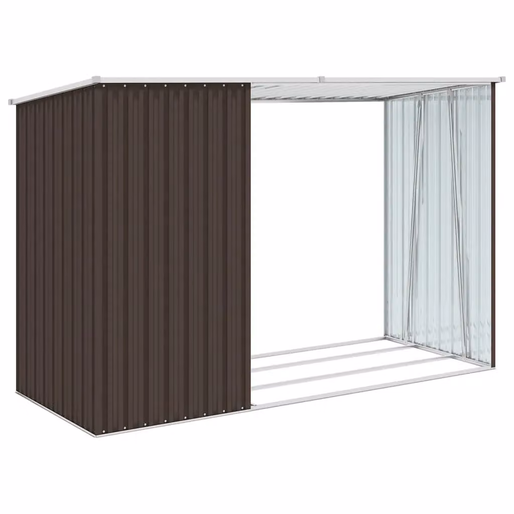 Berkfield Home Garden Brown Galvanised Steel Firewood Shed W/D/H: 245 x 98 x 159 cm – 3