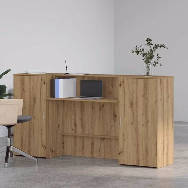 Berkfield Home Artisan Oak Reception Desk in Brown, W/D/H: 200 x 50 x 103.5 cm – 1
