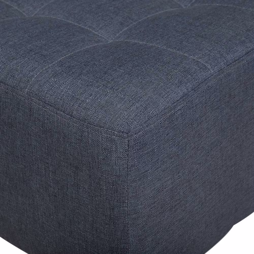 Wyld and Coco Square Tufted Ottoman in Grey with Silver Metal Legs, W/D/H: 80 x 36 x 36 cm – 3