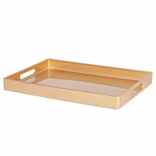 Argon Tableware Pack of 3 Gold Rectangular Melamine Serving Trays with Handles, W: 34.5 cm x D: 30 cm – 1