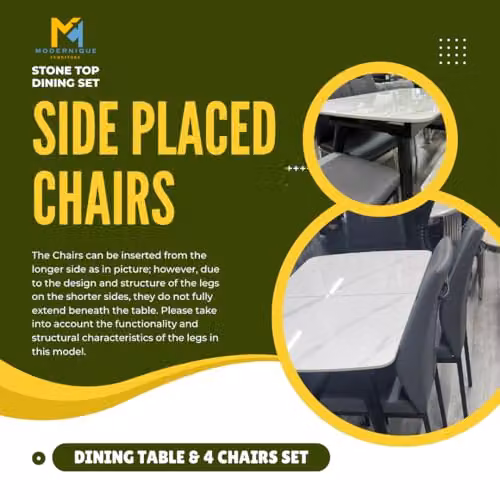 Modernique 5-Piece Modern Dining Set with Extendable Ceramic Top Table and 4 Chairs in Grey and Black – 2