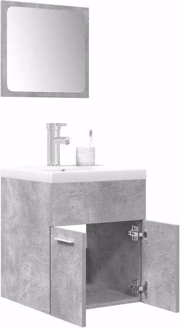 Berkfield Home 3 Piece Modern Wall Mounted Bathroom Furniture Set in Matt Concrete Grey