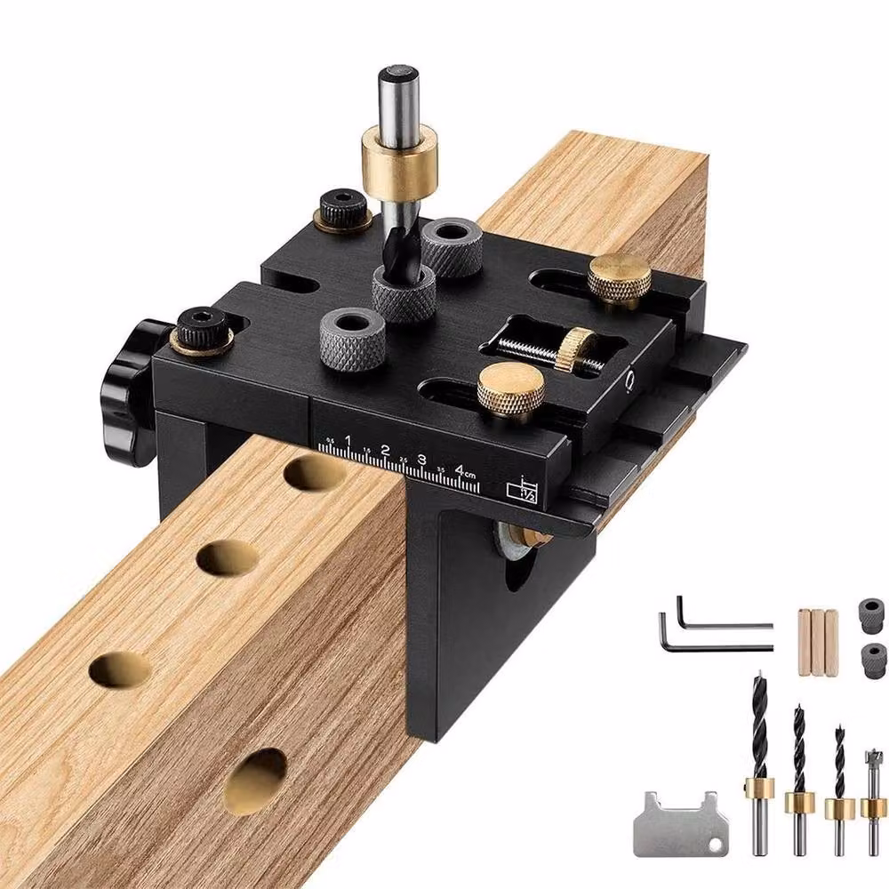 FLAVORA 3 in 1 Woodworking Dowel Jig Drill Guide and Pocket Hole Kit in Black – 7