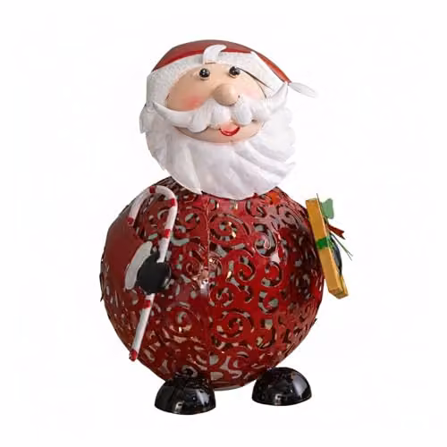 Samuel Alexander Red Filigree Christmas Santa Folk Light Decoration with LEDs, Height: 30 cm – 5