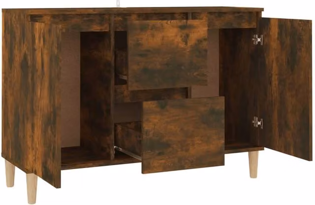 Berkfield Home Smoked Oak Sideboard in Brown, W/D/H: 103.5 x 35 x 70 cm