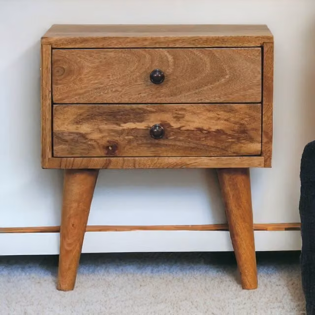 Artisan Furniture Modern Mango Wood Bedside Table in Brown