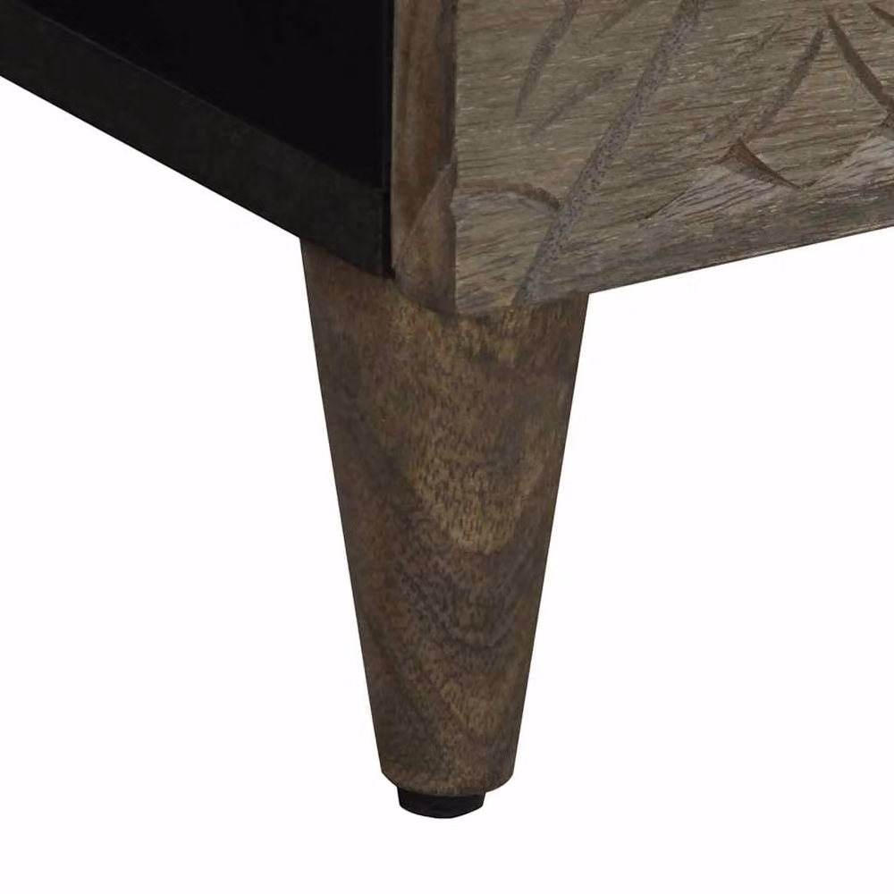 Berkfield Home Set of 2 Light Grey Solid Mango Wood Bedside Cabinets, W/D/H: 40 x 33 x 46 cm – 5