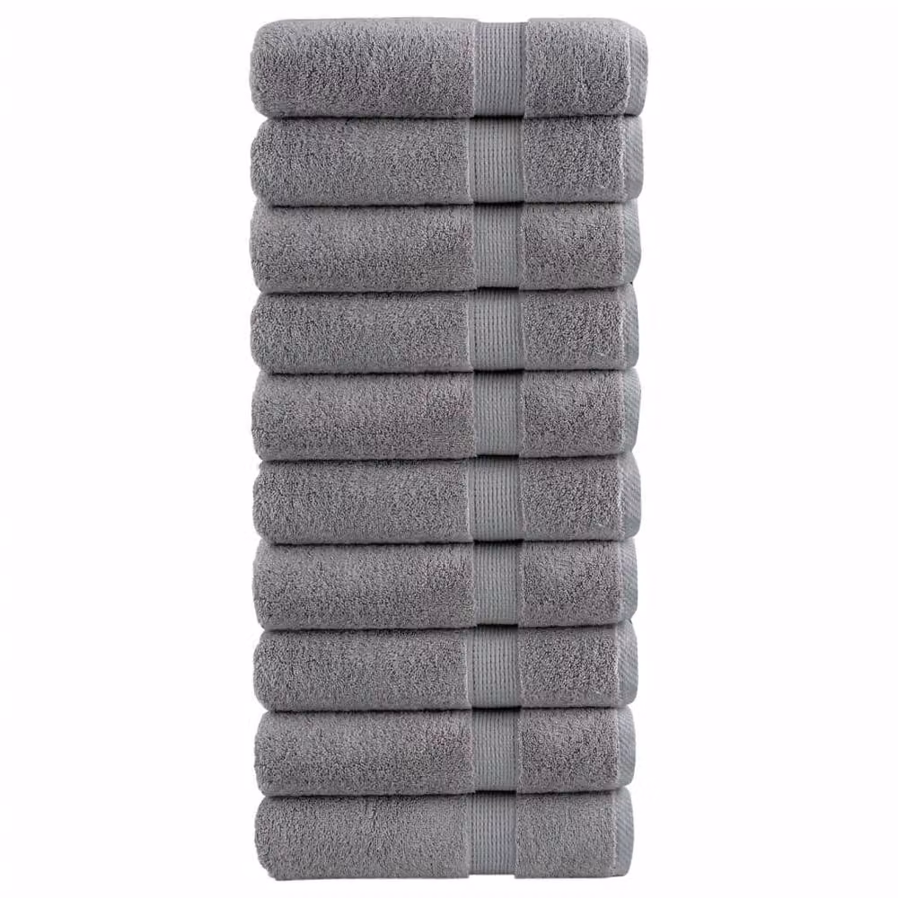 Berkfield Home SOLUND Premium Cotton Terry Shower Towels, Grey, 10 Pack, W: 70 cm, L: 140 cm, 600gsm – 2