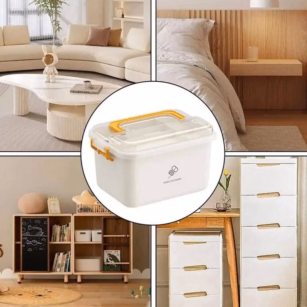 EONLION Portable White and Yellow Medicine Storage Box with Handles, Width: 50 cm – 3