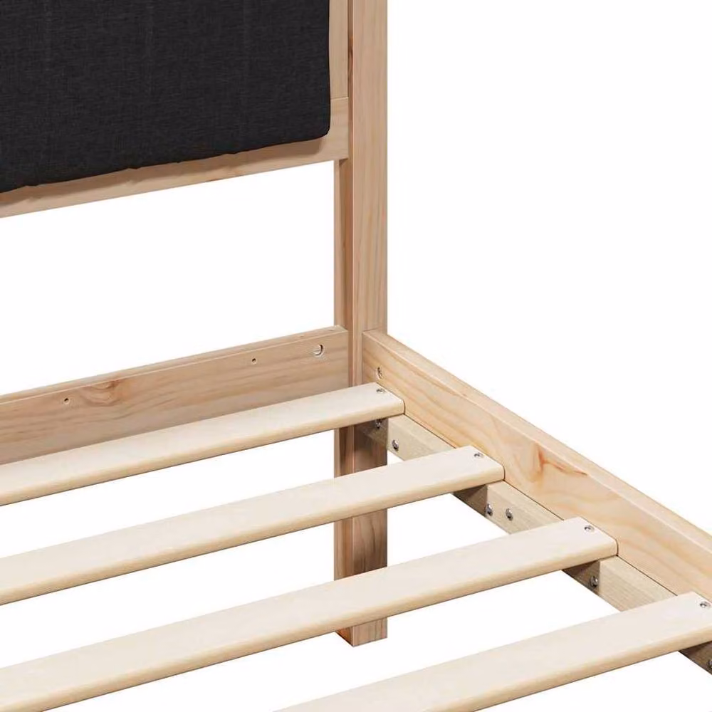 Berkfield Home Solid Pine Wood Bed Frame in Brown and Black, W/D/H: 90 x 200 cm – 4