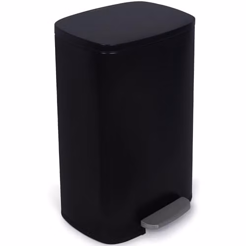 NETTA 50L Stainless Steel Kitchen Pedal Bin in Black with Soft Close Lid and Removable Inner Bucket – 1