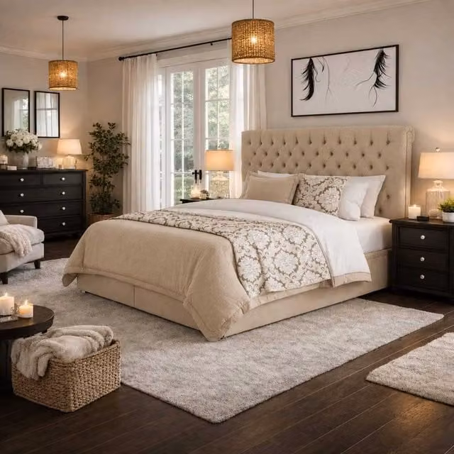 K Mehmood Enterprise Ltd Sleigh Divan Ottoman Bed in Beige and Yellow Fabric, W/D/H: 140 x 200 cm