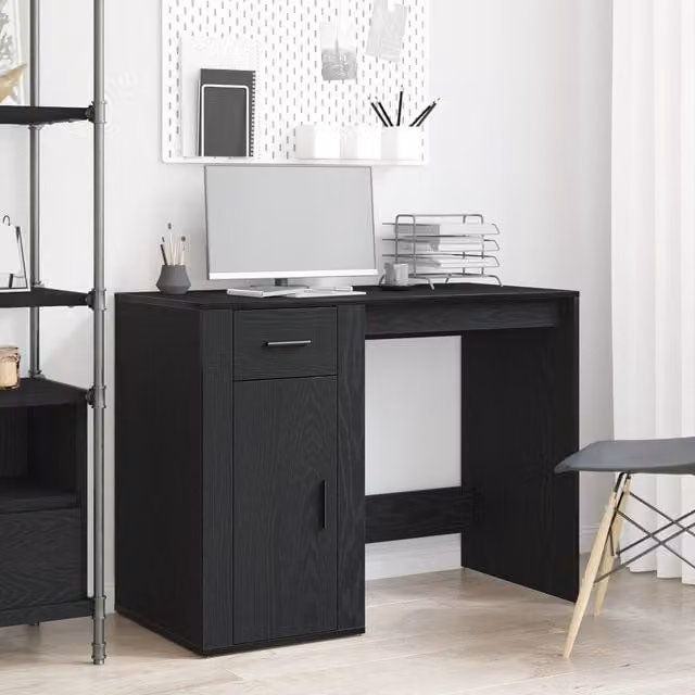 Berkfield Modern Writing Desk in Black Oak, W/D/H: 100 x 49 x 75 cm – 1