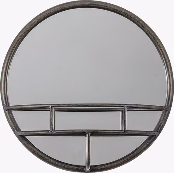 Perch & Parrow Morris Round Industrial Wall Mirror in Bronze