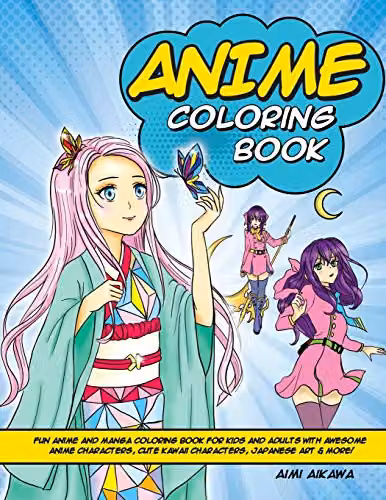Anime and Manga Coloring Book featuring Kawaii Japanese Art for Kids and Adults, Multicolour