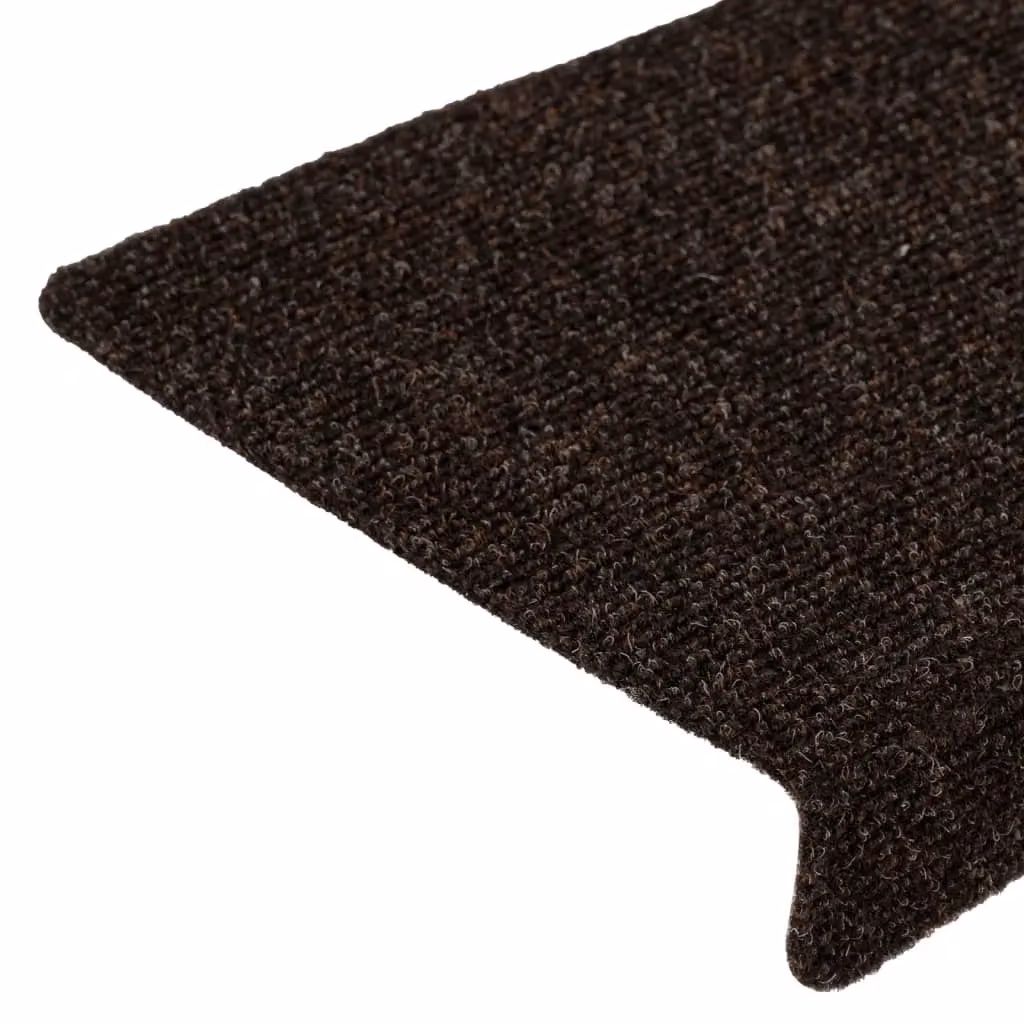Berkfield Home 15 Piece Set of Self-Adhesive Needle Punch Stair Mats, Brown, W/D/H: 65 x 21 x 4 cm – 3