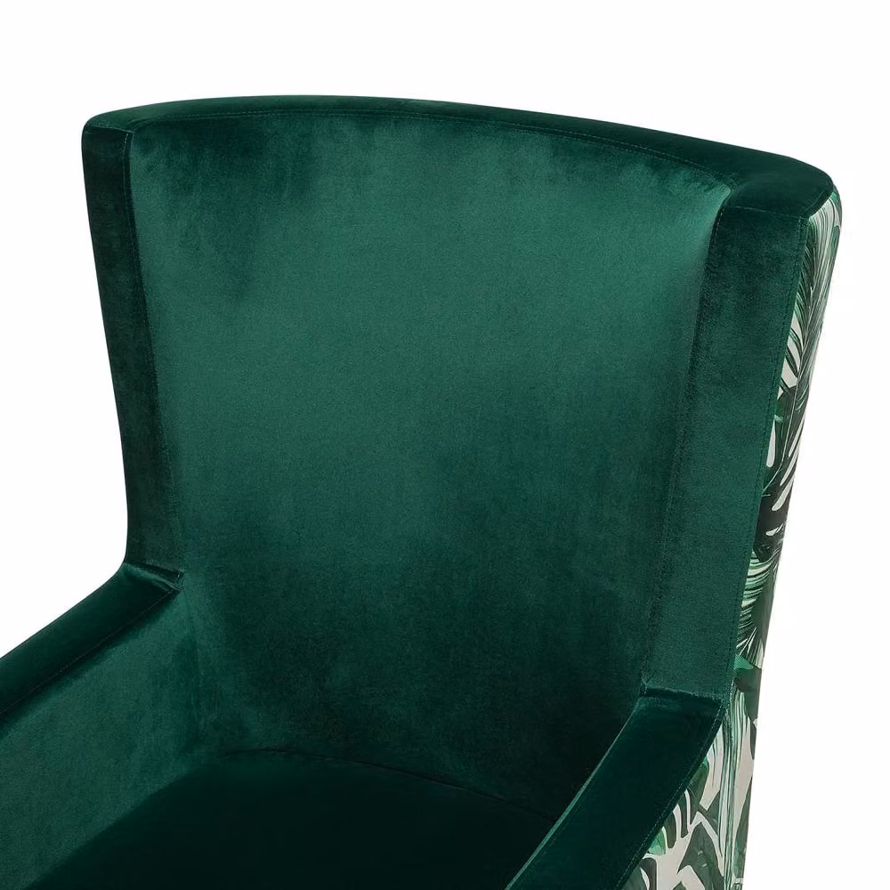 Wyld and Coco Retro Wingback Armchair in Deep Green Velvet with Rubberwood Legs – 5