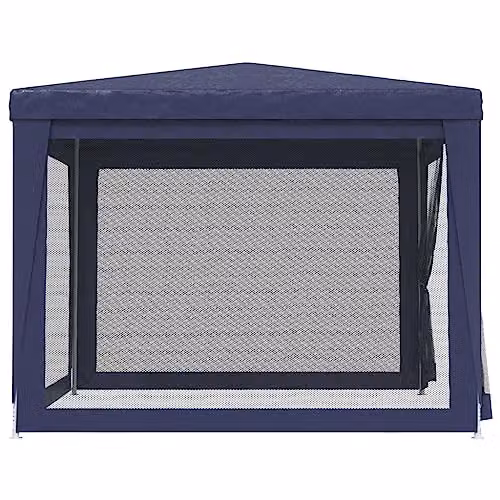 vidaXL Party Tent in Blue with 4 Mesh Sidewalls, W: 300 cm, D: 300 cm, H: 246 cm – 5