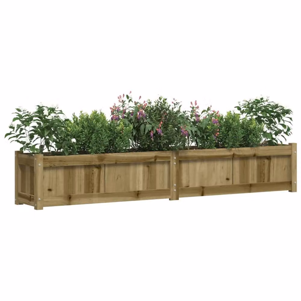 Berkfield Brown Impregnated Wood Pine Garden Planter W/D/H: 180 x 31 x 31 cm – 3