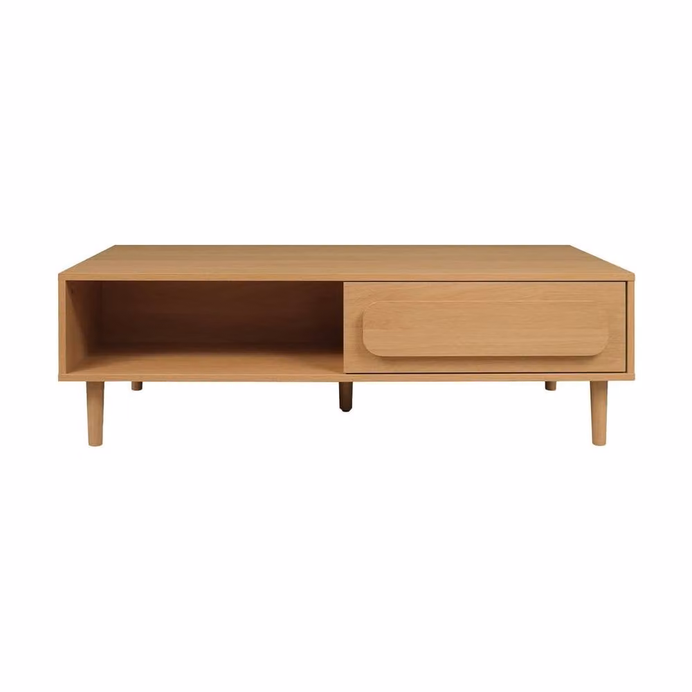 Sweekeek Vintage Wood Effect Coffee Table with 1 Drawer in Brown – 2