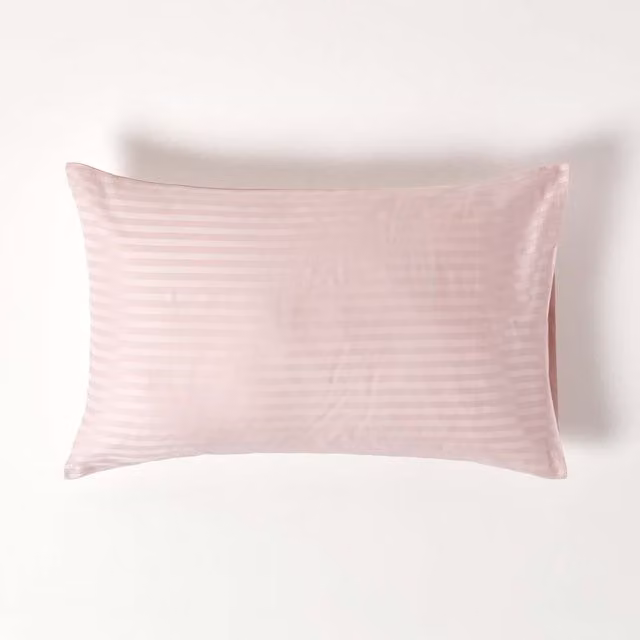 Homescapes 330 Thread Count Egyptian Cotton Percale Housewife Pillowcase, Pink, W: 74 cm, D: 48 cm, H: 48 cm