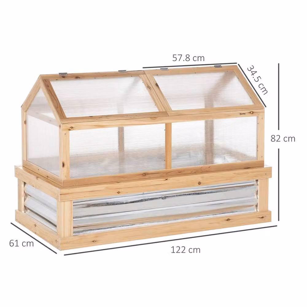 EONLION Wooden Cold Frame Planter in Brown with Removable Gable Lid – 2