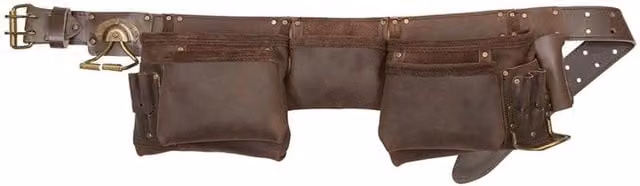 Kuny'S 19427 Oiled Leather Construction Apron with 12 Pockets and Belt, Brown/Multicolour