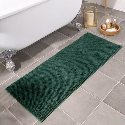 OHS Green Chenille Noodle Bath Mat, Non-Slip and Absorbent, W/D/H: 45 x 110 cm – 1