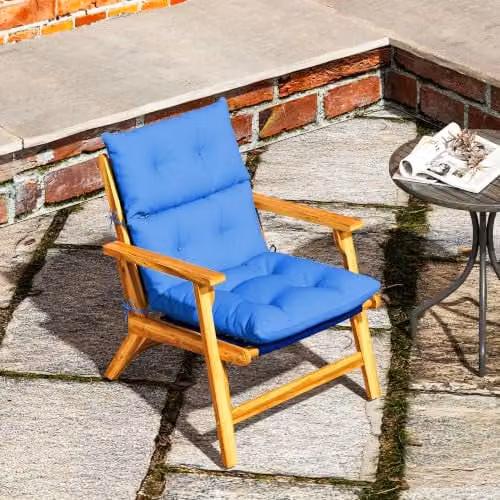 Outsunny Blue Tufted Adirondack Chair Cushion with UV-Resistant Polyester Fabric – 6