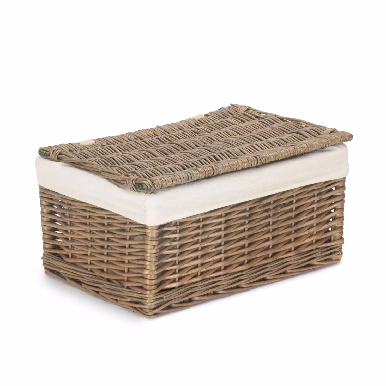 Red Hamper Antique Wash Wicker Storage Basket with Lid and Removable Cotton Lining in Brown – 2