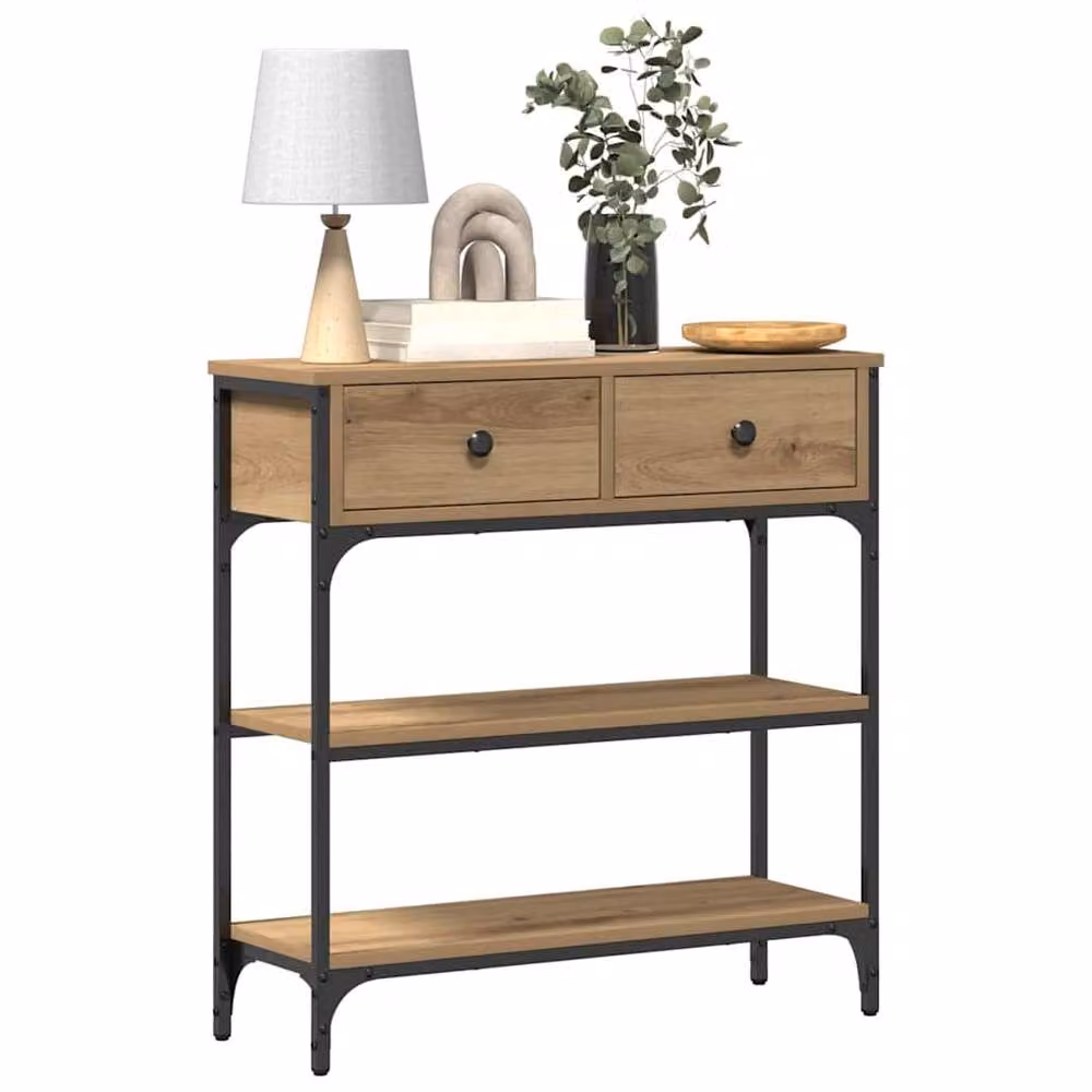 Berkfield Home Artisan Oak Console Table in Brown, W/D/H: 75 x 25 x 72.5 cm – 3