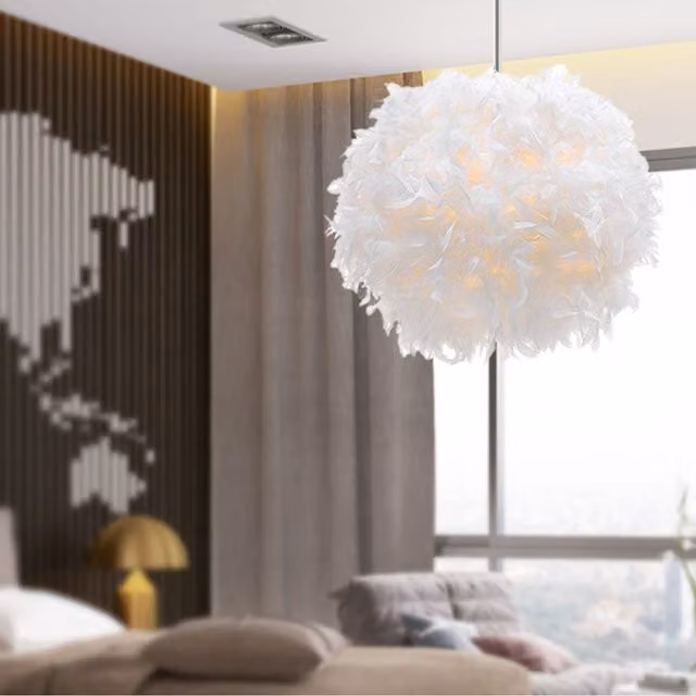 CGC Lighting Rio White Feather Round Easy Fit Ceiling Lampshade – 5
