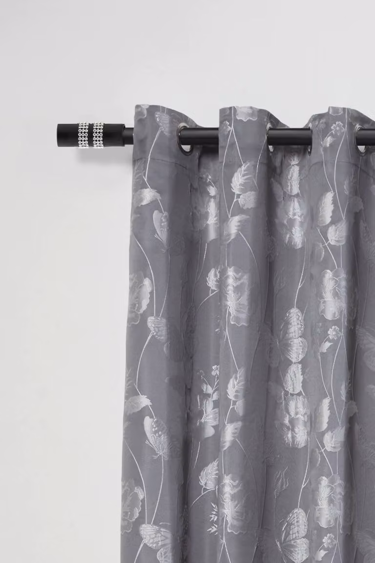 New Edge Blinds Sphere Extendable Eyelet Metal Curtain Pole Set in Black, Width: 120 cm