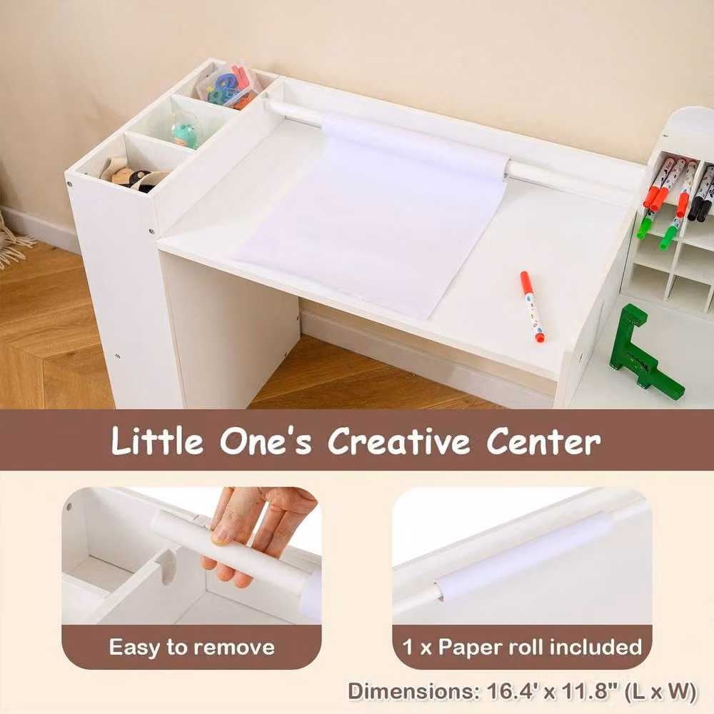 EONLION White Toddler Art Table and Chair Set for Children – 2