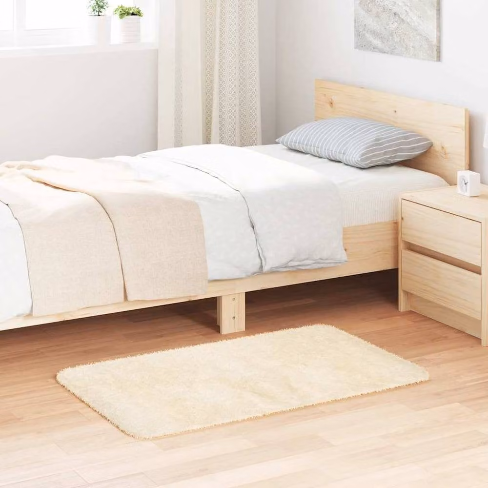 Berkfield Home NAVARRA Shaggy High Pile Rug, Cream, W: 60 cm x D: 100 cm