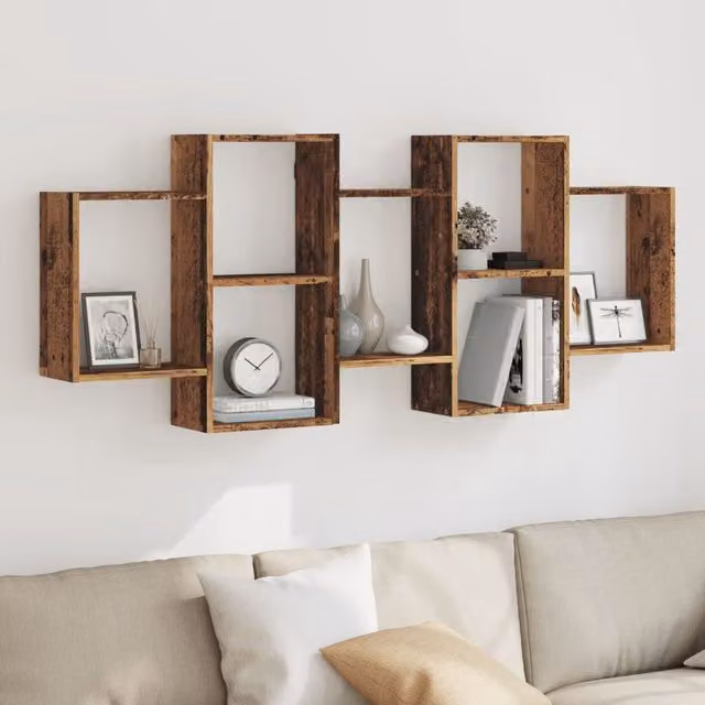 Berkfield Home Old Wood Wall Shelf in Brown, W/D/H: 159 x 18 x 65 cm – 1
