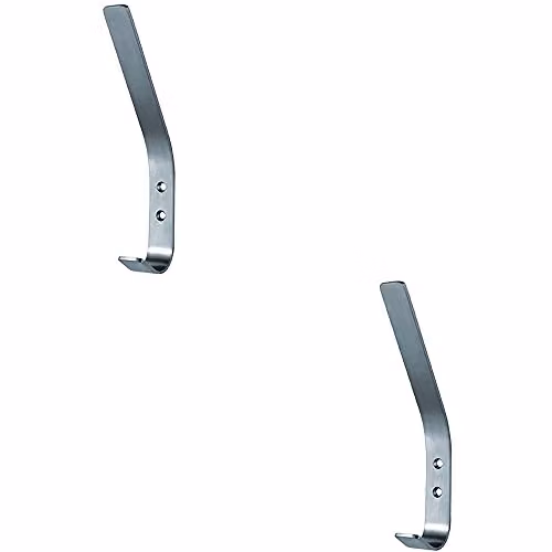 Loops 2 Pack Satin Stainless Steel Flat Bar One Piece Hat and Coat Wall Hook